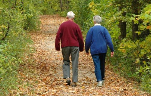 walking on a trail